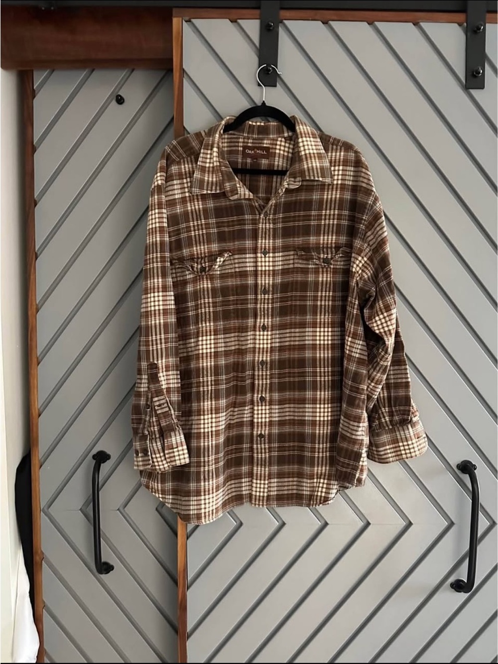 Brown Plaid Men's Button-Up Shirt